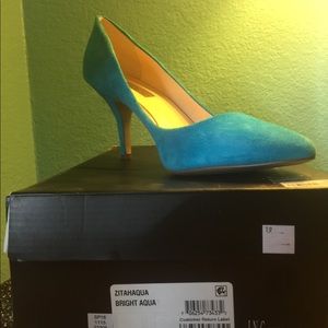 INC Suede Aqua Suede Pumps